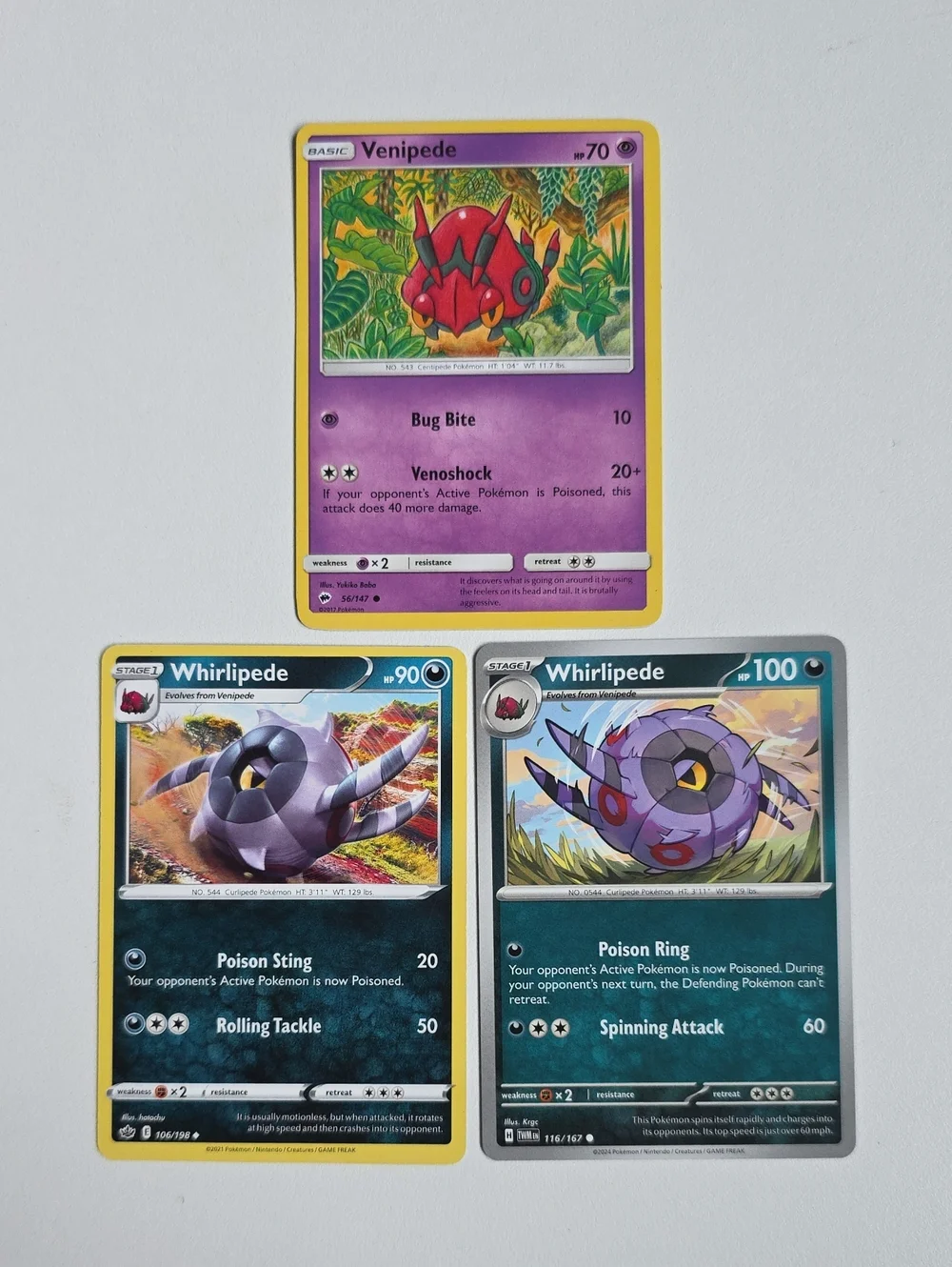 Pokemon Venipede And Whirlipede Card
